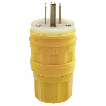 Leviton Industrial Nylon Straight Blade Plug 5-15P 18-10 AWG 2 Pole 3 Wire 14W47-YPB